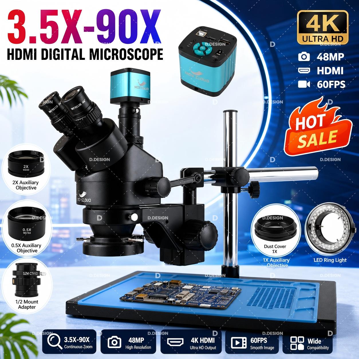 3.5X-100X Industrial Lab Simul - Simul-Focal Industrial Microscope 4K Hdmi recension och pris