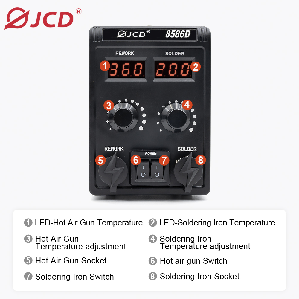 JCD 8586D 2-in-1 Soldering Sta - 2 In 1 Soldering Rework Station 750W recension och pris